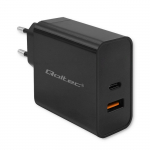 Qoltec 52381 &uuml;likiire PD laadija | 1xUSB-C | 1xUSB | 90W | 5-20V | 2.4-4.35A | Must