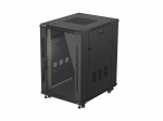 19-inch 18U floor-standing rack cabinet, 600x800, glass door, (flat-pack), black