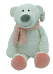 Camille bear mascot with pink scarf 35 cm