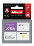 Activejet AB-123YN tint (asendus Brother LC123Y/121Y tindikassetile; Supreme; 10 ml; kollane)