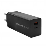 Qoltec 52382 GaN POWER PRO laadija | 1xUSB t&uuml;&uuml;p C | 1xUSB A | 100W | 5-20V | 1.5-5A | PD | Must