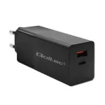 Qoltec 52382 GaN POWER PRO laadija | 1xUSB t&uuml;&uuml;p C | 1xUSB A | 100W | 5-20V | 1.5-5A | PD | Must