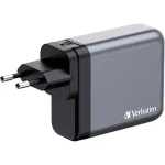 Verbatim GaN charger 140W, 1x USB-A, 3x USB-C (grey, PD 3.1, PD 3.0, QC 3.0)