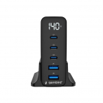 Universal charger GaN 140W LCD 3xUSB-C 2xUSB-A black