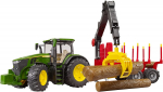 Tractor John Deere 7R 350 with a forest trailer