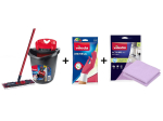 Vileda Ultramax Box flat mop with kitchen set | 1 pair of Universal gloves + 1 Actifibre Pro kitchen cloth
