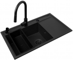 Komplekt - PYRAMIS CAMEA (79X50) 1B 1D L valamu + IDEA BLACK EDITION segisti - 070168402BE - Volcano