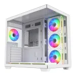 FSP Fortron M341 White Dual Tempered Glass 7x ARGB Fan ATX Gaming PC Case