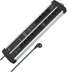 Brennenstuhl Premium-Protect-Line Duo gaming power strip 14-way (black/silver, 120,000 A surge protection, 2x USB-A, 3 meters)