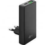 Goobay USB-C/A PD GaN 90&deg; dual fast charger (black, 65 watts)