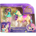 Spin Master Unicorn Academy - Ava and Plant Magic Leaf, toy figure with real mane and tail and magical light-up function