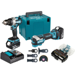 Makita cordless combo kit DLX2592JX1, 18Volt (blue/black, 2x battery 5,0Ah, cordless drill/driver, multifunction tool, 2x accessory set)