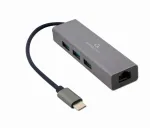 Gembird A-CMU3-LAN-01 USB-C gigabitise v&otilde;rguadapter 3-pordilise USB 3.1 jaoturiga