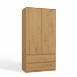 Topeshop SZAFA MALWA ART magamistoa riidekapp/kapp 5 riiulit 2 ust Tamm