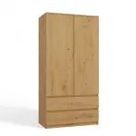 Topeshop SZAFA MALWA ART magamistoa riidekapp/kapp 5 riiulit 2 ust Tamm