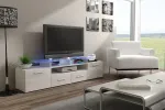 Cama TV-alus EVORA 200 valge/valge l&auml;ikega