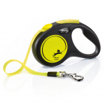 Flexi New NEON 5 m must, kollane koerarihm