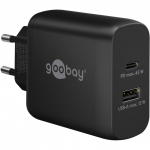 goobay USB-C PD dual fast charger 45 watts (black, 1x USB-A, 1x USB-C PD, GaN technology)