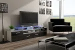 Cama TV-alus EVORA 200 valge/must l&auml;ikega