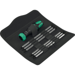 Wera Kraftform Kompakt Vario RA, bit set black/green, 7-piece, with ratchet function
