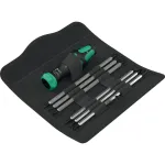 Wera Kraftform Kompakt Vario RA, bit set black/green, 7-piece, with ratchet function