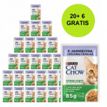 PURINA Cat Chow Sterilised lambaliha ja roheliste ubadega kastmes - m&auml;rg kassitoit - 26x85g (20 + 6 TASUTA)