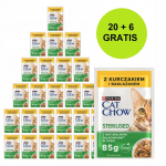 PURINA Cat Chow Sterilised kana ja baklažaaniga kastmes - m&auml;rg kassitoit - 26x85g (20 + 6 TASUTA)