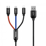 BASEUS Colorfone CAMLT-BSY01 USB-kaabel 1,2 m USB A 3 x USB C Must, Punane, Sinine