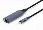 Gembird A-USB3C-LAN-01 s&uuml;learvuti dokkimisjaam/pordi replikaator USB 3.2 Gen 1 (3.1 Gen 1) Type-C must, hall