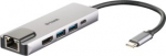 D-Link DUB-M520 USB-C hub with Ethernet and power delivery, USB hub (silver)