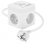 KERG SMART &ndash; 3-pesaline pikendusjuhe + USB-A+USB-C laadija 1,5M 3&times;1,5MM2 H05VV-F 16A/250V