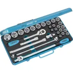 Hazet socket wrench set 905, 1/2, 30 pieces, tool set (blue, with reversible ratchet)