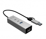 Metal HUB USB-C/USB-A 3 2x USB-C/1x USB-A / 2.5GLAN