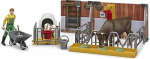 Bruder bworld cow and calf barn with farmer, backdrop (multicolored)