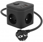KERG SMART &ndash; 3-pesaline pikendusjuhe + USB-A+USB-C laadija 1,5M 3&times;1,5MM2 H05VV-F 16A/250V