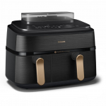 Philips 5000 series NA552/00 fryer Double 9 L Stand-alone 2750 W Hot air fryer Black, Gold