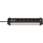 Brennenstuhl Premium-Alu-Line power strip 6-way (black/silver, 3 meters, with safety switch)