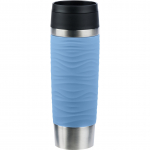 Emsa TRAVEL MUG Waves Grande thermal mug (light blue/stainless steel, 0.5 liters)