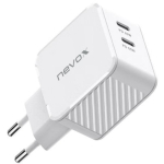 Nevox 65W DUAL USB-C (PD) QC3.0 charger GaN (white, PD 3.0, QC 3.0)