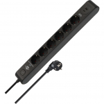 Brennenstuhl 6-way power strip with 1x USB-C, 1x USB-A (black/anthracite, 2 meters, 13,500A surge protection)