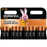 Duracell Plus Alkaline Battery, Mignon AA LR06 1.5V, Extra Life (10 pieces, AA (LR06))