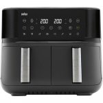 Braun Houshold hot air fryer TwinCook 3, TD 3030I (black (matt), 2,850 watts, 2 baskets 4 liters each)