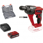 EINHELL Power X-Change cordless hammer drill TE-HD 18 Li, 18 Volt red/black, Li-Ion battery 4.0 Ah Plus, with drill and chisel set