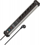 Brennenstuhl Premium Protect Line 6-way power strip (black/silver, 60,000 A surge protection, 3 meters)