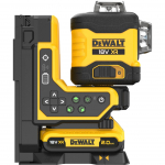 Dewalt battery-operated multi-line laser 3x360&deg; DCLE34035D1, 18 volts, with remote control (black/yellow, with green laser lines, XR Li-ion battery 2.0 Ah, T-STAK box)