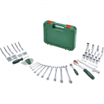 Bosch Powertools Advanced tool case, 132 pieces (green, with 2 reversible ratchets 1/4" and 1/2")