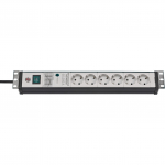 Brennenstuhl Premium-Line 6-way power strip, 19" format, black/light grey, 3 meters, 60,000A surge protection