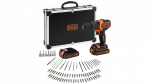 Black&Decker BDCHD18BAFC cordless combi drill incl. case + 2 Batteries 1.5Ah + Accessories