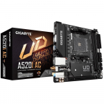 GIGABYTE A520I AC emaplaat - Toetab AMD Ryzen 5000 seeria AM4 protsessoreid, 6-faasilist digitaalset VRM-i, kuni 5300MHz DDR4 (OC), 1xPCIe 3.0 M.2, WIFI, GbE LAN, USB 3.2 Gen1