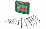 Bosch Powertools 1/4" + 1/2" ratchet set with socket wrenches, 60 pieces (green, torque up to 768 Nm, in case)